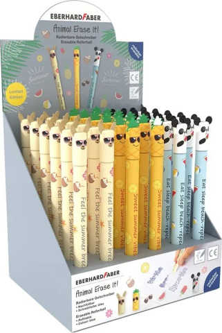 Rechizite Școlare - Display 36 rollere 0.7 mm albastru erasable summer edition eberhard faber