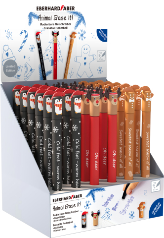 Rechizite Școlare - Display 36 rollere 0.7 mm albastru erasable winter edition 2025 eberhard faber