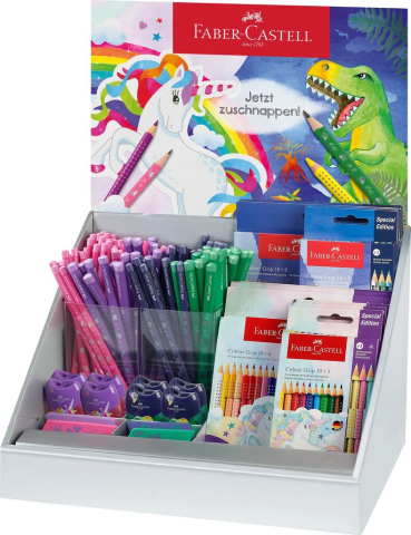 Rechizite Școlare - Display creioane concept unicorni si dinozauri faber-castell