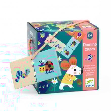 Jucării și Jocuri pentru copii - Domino animale mici, din carton gros, joc de logica si rapiditate, varsta 3 - 6 ani, Baiat, Fata