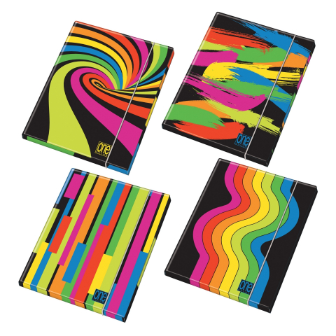 Birotică și Papetărie - Dosar A4 cu elastic din carton lucios plastificat - One Color Black & Fluo (26×35 cm), copii varsta 