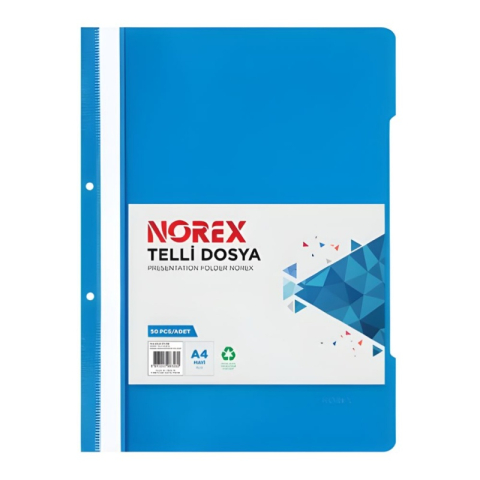 Birotică și Papetărie - Dosar cu sina Norex UL50T-130, plastic, albastru deschis, multiperforatii pentru arhivare, colturi rotunjite