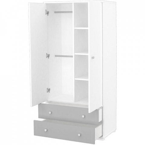 Dulap cu 2 usi si 2 sertare Hubners Patrik alb grafit [2]