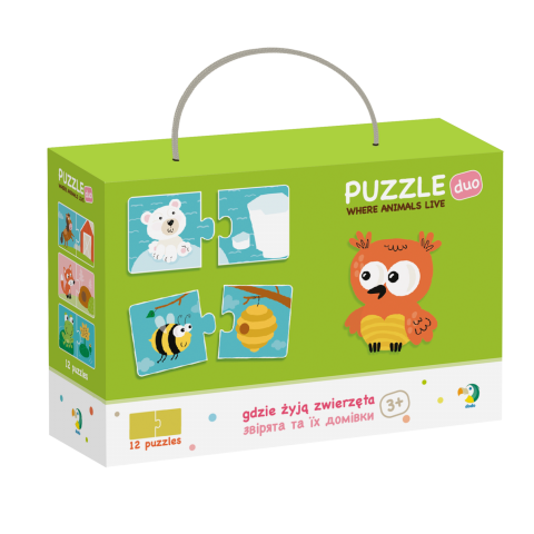 Jucării și Jocuri pentru copii - Duo Puzzle - Unde traiesc animalele? (2 piese)