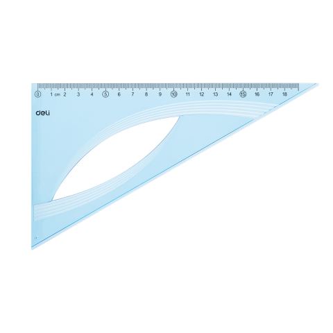 Rechizite Școlare - Echer 18 cm 60 grade albastru transparent deli