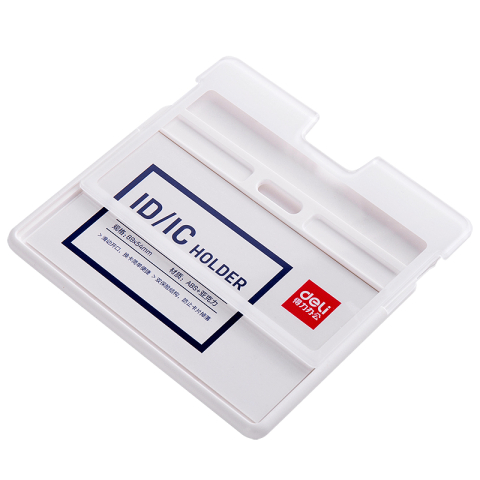 Ecuson orizontal rigid pentru carduri 89*54mm rama alba deschidere laterala deli [2]