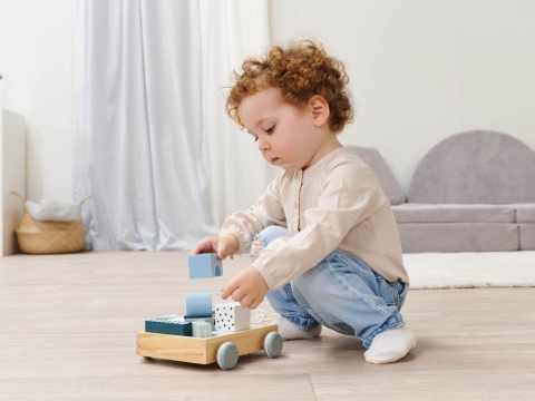 Eichhorn jucarie de tras remorca de constructii din lemn 18cm copii cu varsta peste 1 an [5]