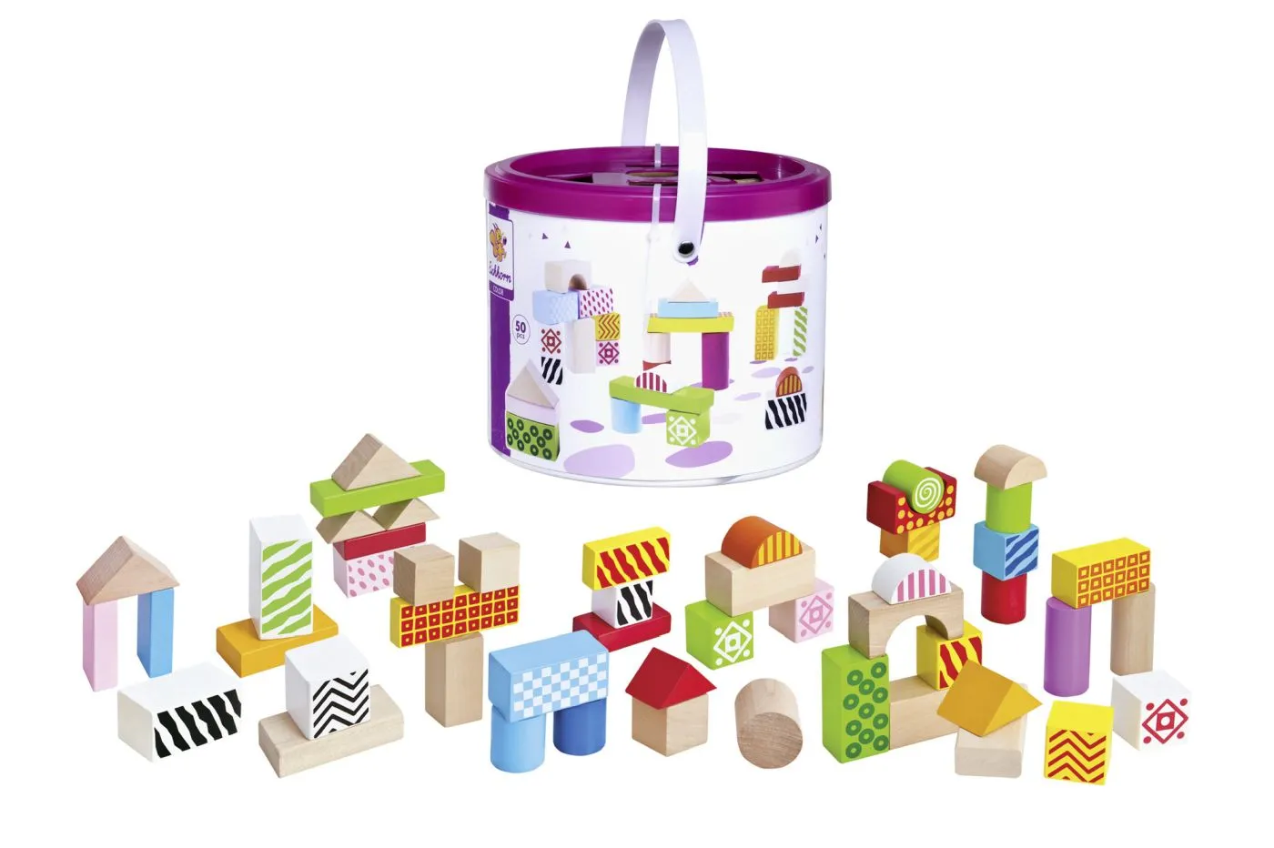 Eichorn color set blocuri de constructie din lemn, copii varsta 1 an pana la 5 ani [1]
