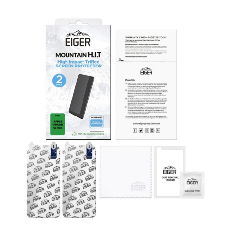 Eiger Folie Clear Triflex H.I.T iPhone 16 Pro Clear pachet de 2 buc [2]