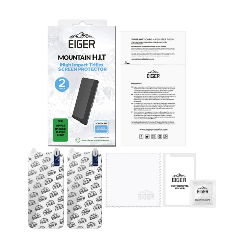 Eiger Folie Clear Triflex H.I.T iPhone 16 Pro Max Clear pachet de 2 buc [2]