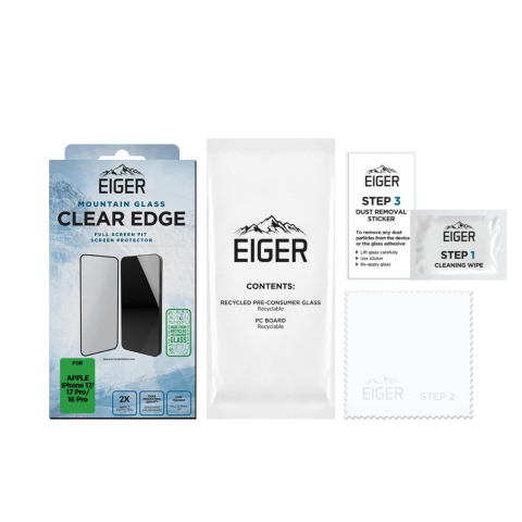 Eiger Folie Sticla 3D Mountain Glass GRS iPhone 17 / iPhone 17 Pro / 16 Pro Clear [2]
