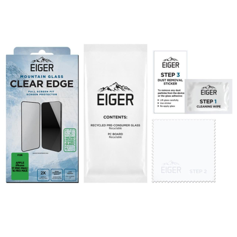 Eiger Folie Sticla 3D Mountain Glass GRS iPhone 17 Pro Max / 16 Pro Max Clear [2]