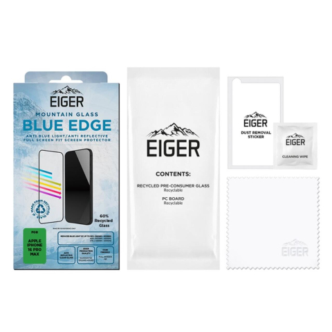 Eiger Folie Sticla Anti-Blue Light Edge GRS Mountain Blue iPhone 17 Pro Max / 16 Pro Max  [3]