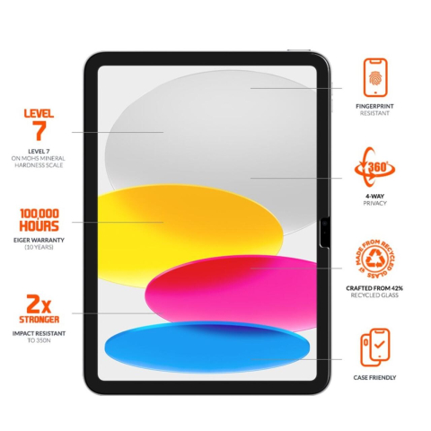 Eiger Folie Sticla Mountain Glass Privacy GRS iPad 10.9 inch (10th generation)/iPad 11 (11th Gen) Black [1]