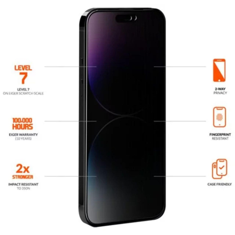 Laptop, Tablete & Telefoane - Eiger Folie Sticla Mountain Glass Privacy GRS iPhone 15 Plus / 15 Pro Max Negru