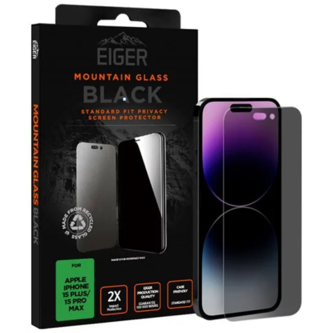 Eiger Folie Sticla Mountain Glass Privacy GRS iPhone 15 Plus / 15 Pro Max Negru [3]