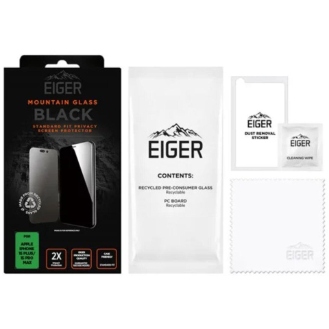 Eiger Folie Sticla Mountain Glass Privacy GRS iPhone 15 Plus / 15 Pro Max Negru [1]