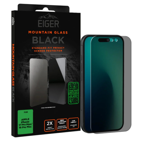 Eiger Folie Sticla Mountain Glass Privacy GRS iPhone 17 Pro Max / 16 Pro Max Black [3]