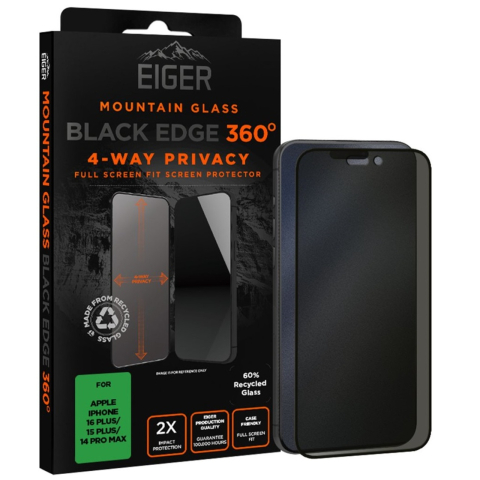 Eiger Folie Sticla Privacy Mountain Black Edge 360 GRS iPhone 16 Plus / 15 Plus / 14 Pro Max [4]