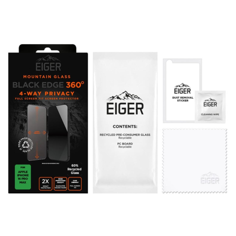 Eiger Folie Sticla Privacy Mountain Black Edge 360 GRS iPhone 16 Pro Max [2]