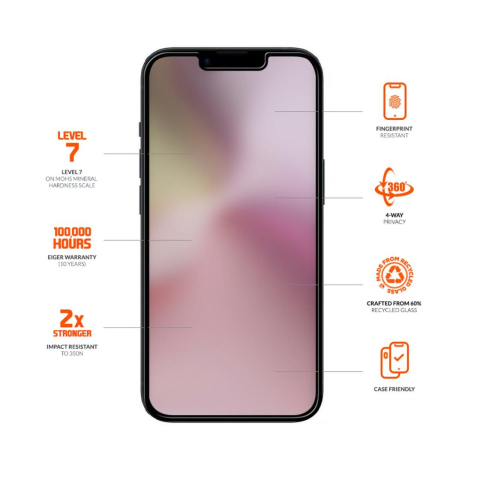 Eiger Folie Sticla Privacy Mountain Black Edge 360 GRS iPhone 17e /iPhone 16e / iPhone 14 / iPhone 13 / iPhone 13 Pro [3]