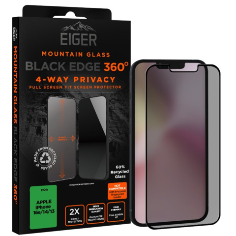 Eiger Folie Sticla Privacy Mountain Black Edge 360 GRS iPhone 17e /iPhone 16e / iPhone 14 / iPhone 13 / iPhone 13 Pro [4]