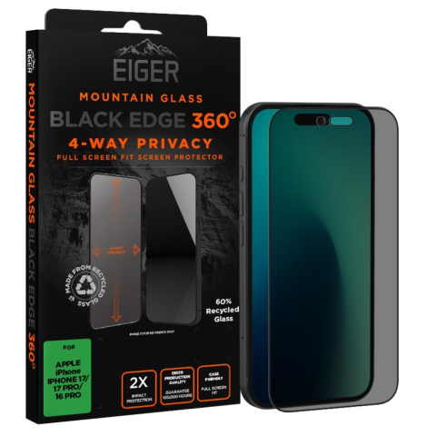 Eiger Folie Sticla Privacy Mountain Edge 360 GRS iPhone 17 / iPhone 17 Pro / 16 Pro Black [3]