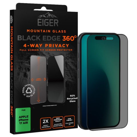 Eiger Folie Sticla Privacy Mountain Edge 360 GRS iPhone Air Black [3]