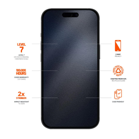 Laptop, Tablete & Telefoane - Eiger Folie Sticla Privacy Mountain Glass GRS iPhone 16 Pro Negru