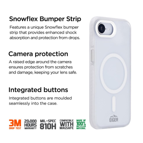 Eiger Husa Blizzard Magsafe GRS iPhone 17e / iPhone 16e Alb [1]