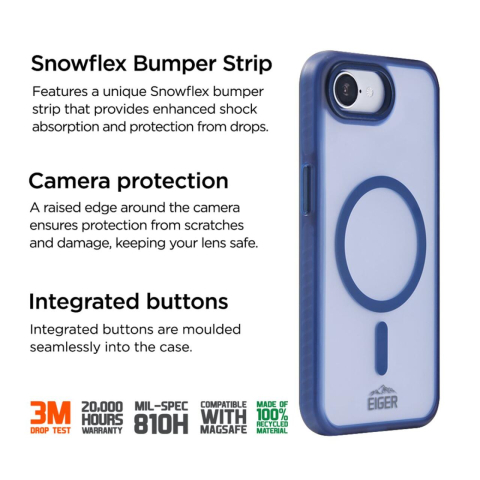 Laptop, Tablete & Telefoane - Eiger Husa Blizzard Magsafe GRS iPhone 17e / iPhone 16e Albastru