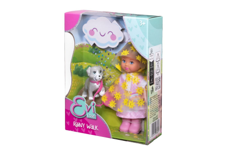Jucării și Jocuri pentru copii - Eiv love set plimbare in ploaie papusa si catel 12cm copii varsta 3 ani - 7 ani