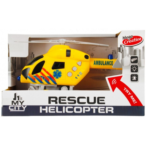Jucării și Jocuri pentru copii - Elicopter de salvare MegaCreative My City 462667, 23cm, cu sunete si lumini, plastic, galben, 3+ ani