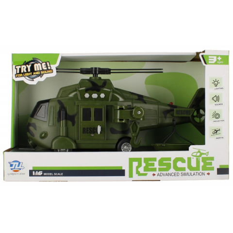Jucării și Jocuri pentru copii - Elicopter militar MegaCreative 523953, 28cm, cu sunete si lumini, plastic, verde, 3+ ani