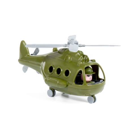 Elicopter militar Polesie Alpha 72436, 30cm, include pilot, plastic, verde, 3+ ani [4]
