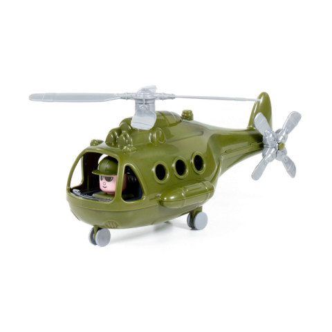 Jucării și Jocuri pentru copii - Elicopter militar Polesie Alpha 72436, 30cm, include pilot, plastic, verde, 3+ ani