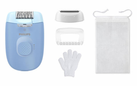 Ingrijire personala & Cosmetice - Epilator cu fir philips seria 4000 bre247/00, 2 viteze, 4 accesorii, retea, albastru, l x a x i (mm) 50x120x145