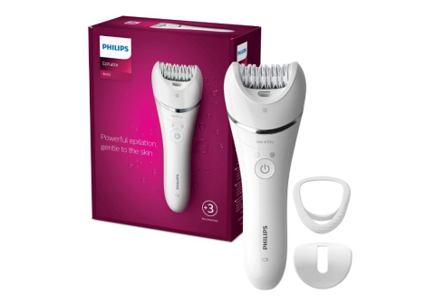 Ingrijire personala & Cosmetice - Epilator umed si uscat philips seria 8000 bre700/00, 32 pensete, 2 viteze, 3 acesorii, wet&amp;dry, opti-light, alb, l x a x i (mm) 65x148x185
