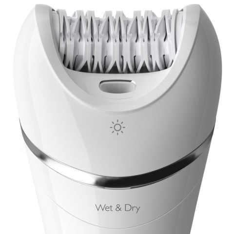 Epilator umed si uscat philips seria 8000 bre710/00, 32 pensete, 2 viteze, 5 accesorii, wet&amp;dry, acumulator, alb, l x a x i (mm) 65x148x185 [4]