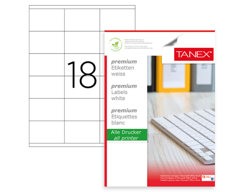 Birotică și Papetărie - Etichete 18/a4 70*46mm colturi drepte 100/top tanex