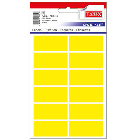 Birotică și Papetărie - Etichete 23*50mm colturi rotunde galbene 60/set tanex