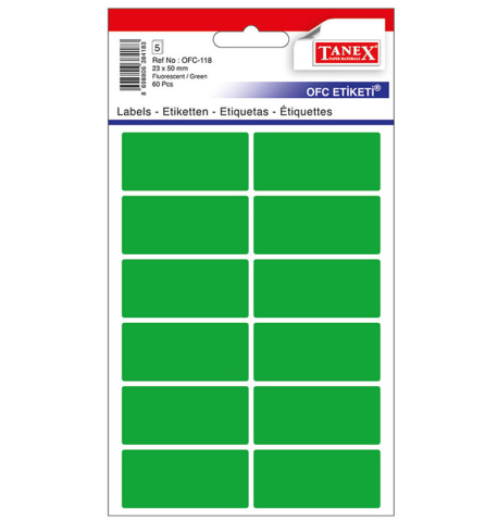 Birotică și Papetărie - Etichete 23*50mm colturi rotunde verzi 60/set tanex