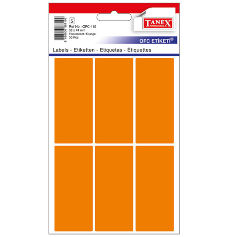 Birotică și Papetărie - Etichete 33*74mm colturi rotunde portocalii 30/set tanex