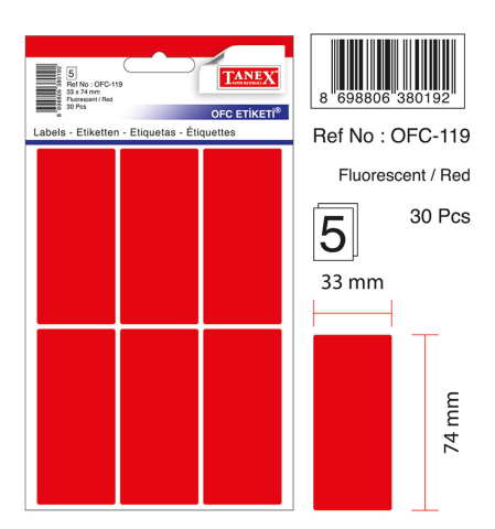 Etichete 33*74mm colturi rotunde rosii 30/set tanex [1]