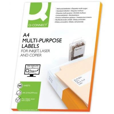 Rechizite Școlare - Etichete autoadezive Q-CONNECT 65/A4 38.1 x 21.2 mm albe pretaiate