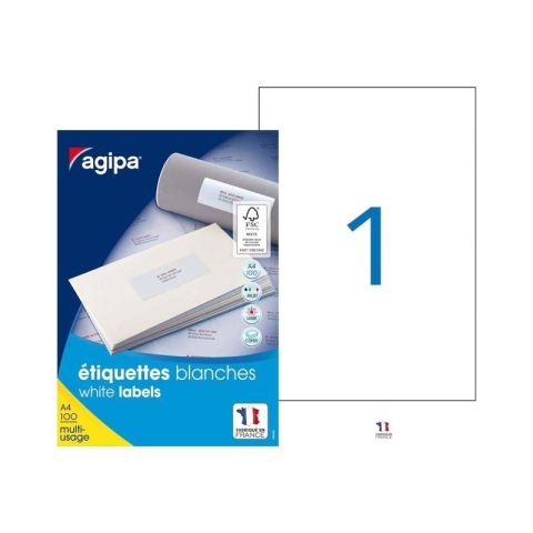 Art & Craft si Artizanat - Etichete autocolante Agipa 10053, 1/A4, 210x297mm, permanente, colturi drepte, transparent, pentru inkjet, top 10 coli (10 et.)