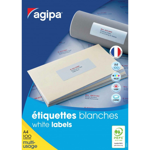 Etichete autocolante Agipa 100984, 40/A4, 52.5x29.7mm, permanente, colturi drepte, alb, top 100 coli (4000 etichete) [2]