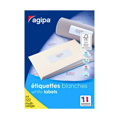 Art & Craft si Artizanat - Etichete autocolante Agipa 102417, 161/A4, 25x12mm, permanente, alb, top 100 coli (16100 etichete)