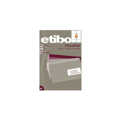 Art & Craft si Artizanat - Etichete autocolante Etibox 119764, 8/A4, 99.1x67.7mm, permanente, colturi rotunjite, alb, top 100 coli (800 etichete)