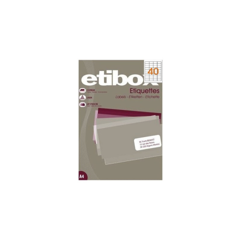 Art & Craft si Artizanat - Etichete autocolante Etibox 119769, 40/A4, 52.5x29.7mm, permanente, colturi drepte, alb, top 100 coli (4000 etichete)